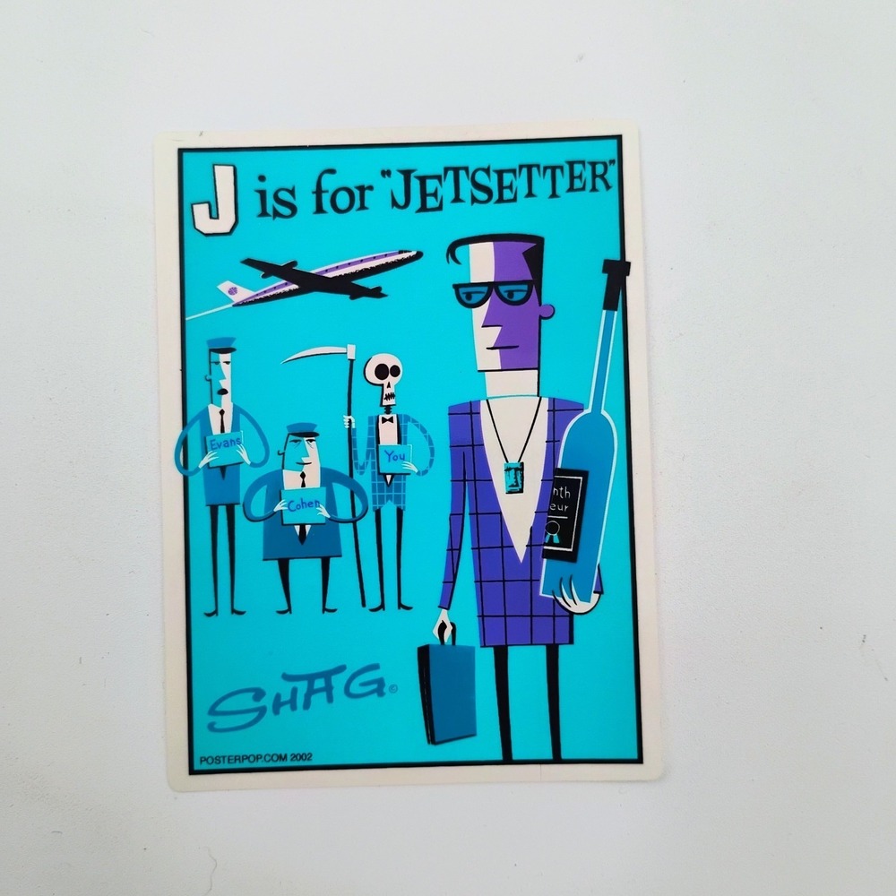 SHAG Josh Agle Sticker J Is For Jetsetter Vintage 2002 Poster Pop Vinyl Decal